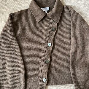& Other Stories Brown Ribbed Knit Cardigan